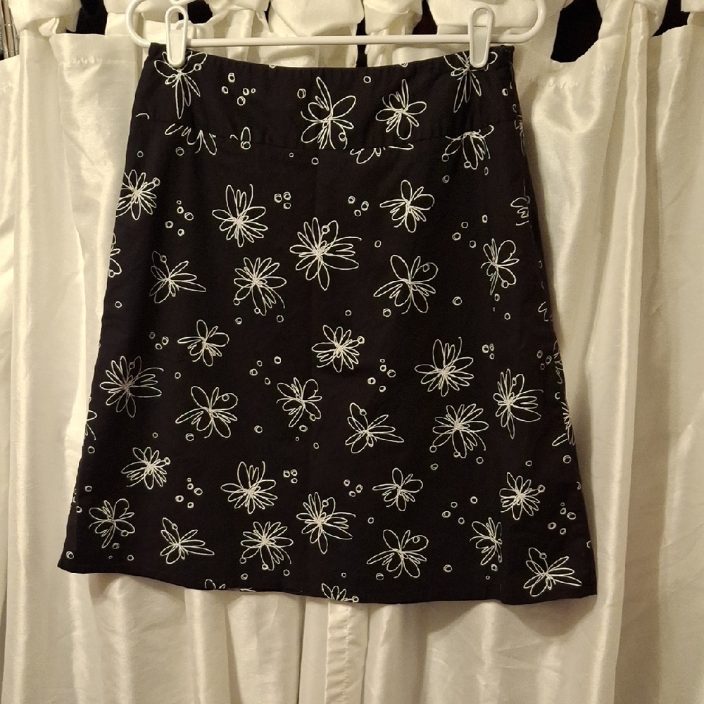 Rafaella Black Floral A-Line Skirt 8